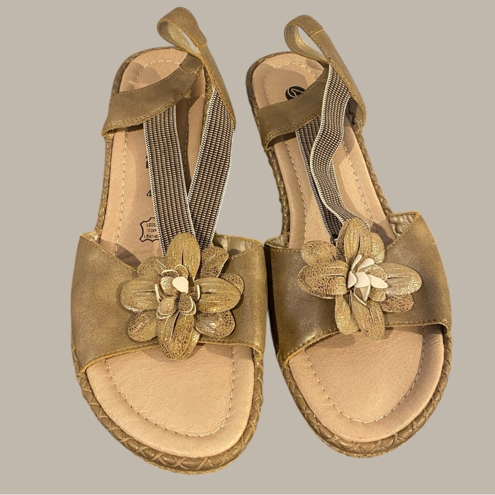 Remonte Leather Floral Slingback Wedge Sandals Women’s US 9.5 Comfort